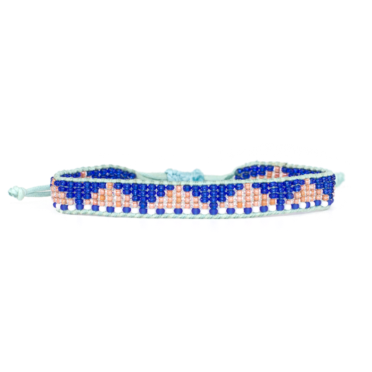 FINAL SALE: Woven Piramidi Bracelet - Blue/Peach