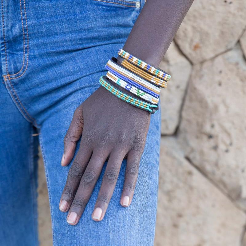 Skinny LOVE Bracelet - White/Blue Multi