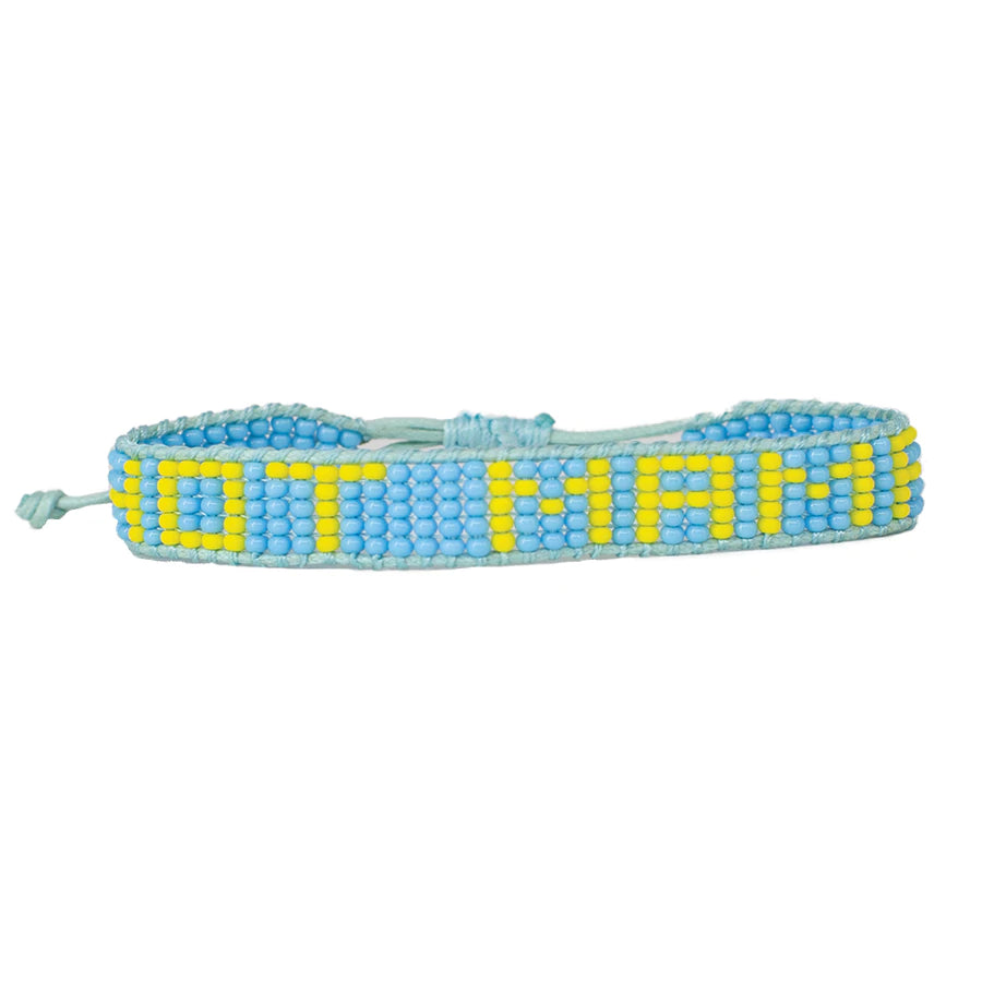 FINAL SALE: Woven HOT MAMA Bracelet - Light Blue/Yellow