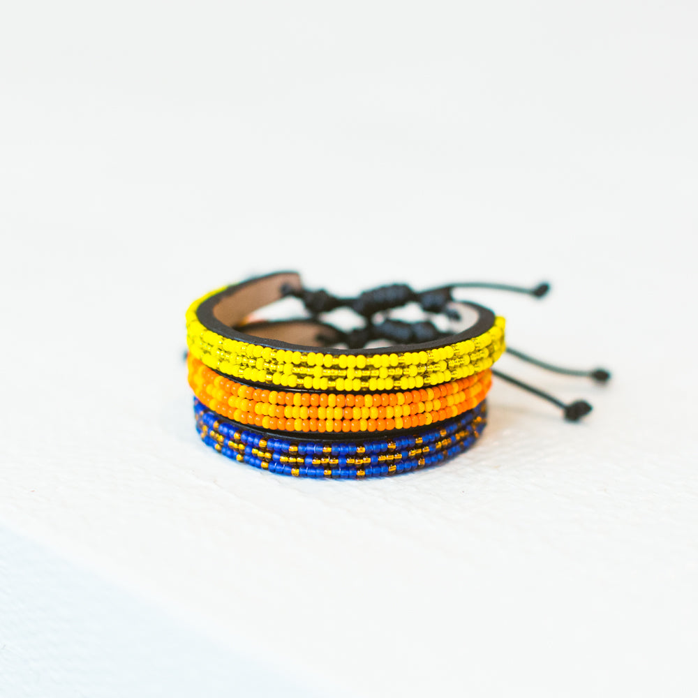 FINAL SALE: Skinny Msalaba Bracelet - Deep Orange/Light Orange