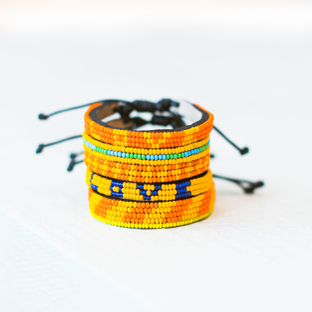 FINAL SALE: Skinny Msalaba Bracelet - Deep Orange/Light Orange