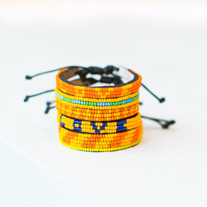 FINAL SALE: Skinny Msalaba Bracelet - Deep Orange/Light Orange