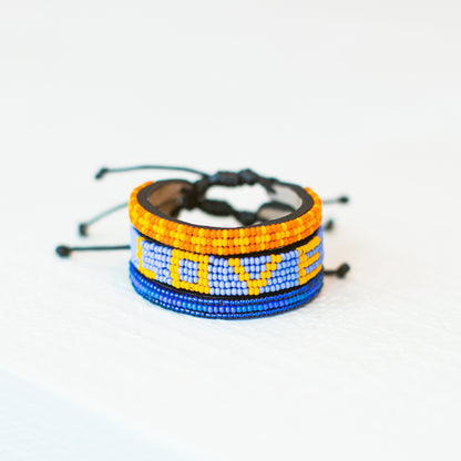 FINAL SALE: Skinny Msalaba Bracelet - Deep Orange/Light Orange