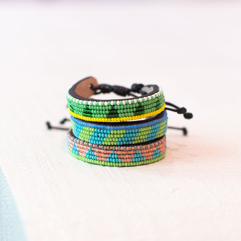 FINAL SALE: Mstari Bracelet - Lime Green/Turquoise