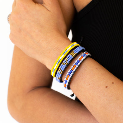 FINAL SALE: Skinny LOVE Bracelet - Blue/Gold