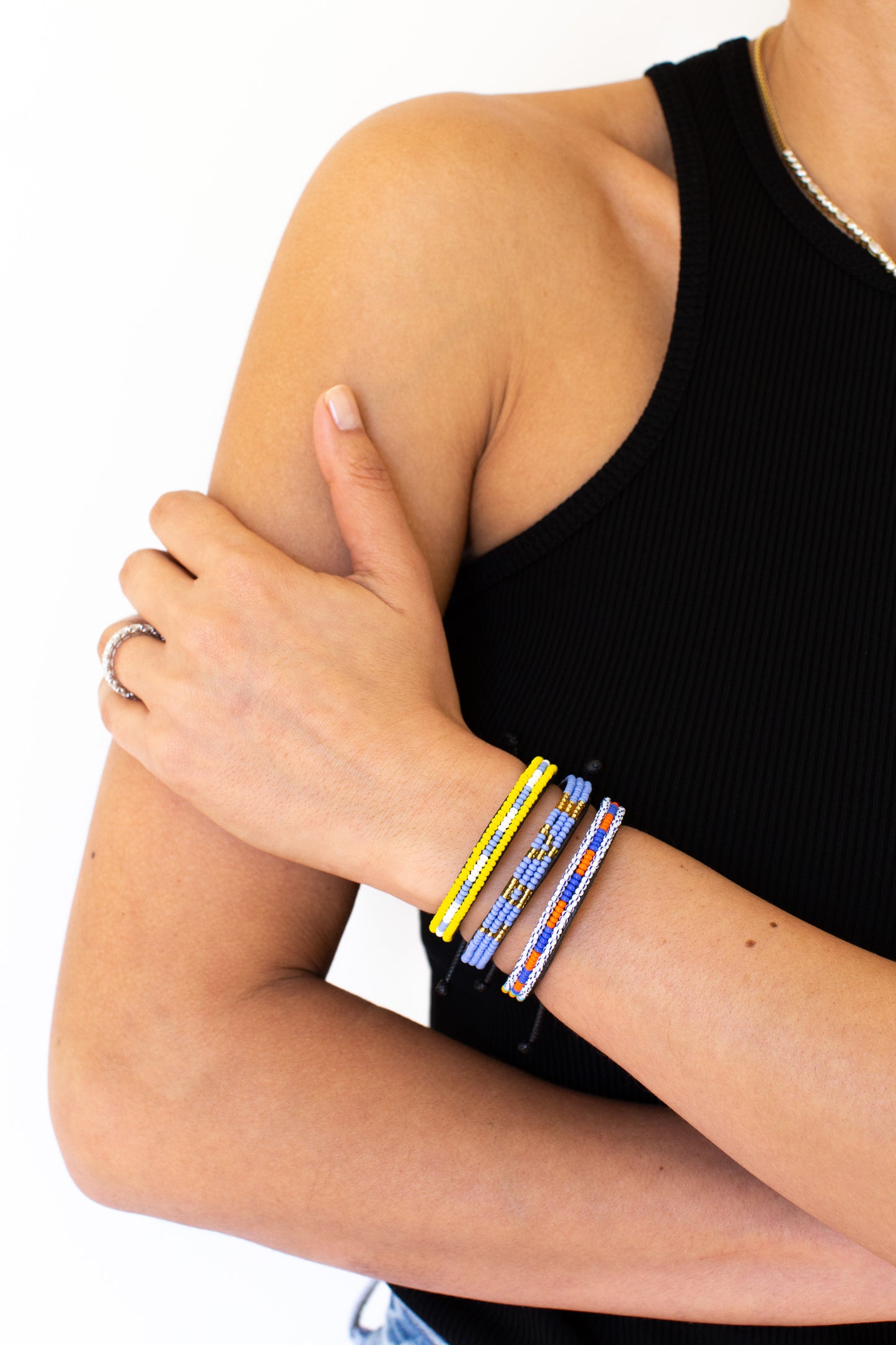 FINAL SALE: Skinny LOVE Bracelet - Blue/Gold