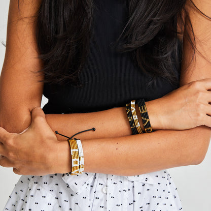 Skinny LOVE Bracelet - Gold/White