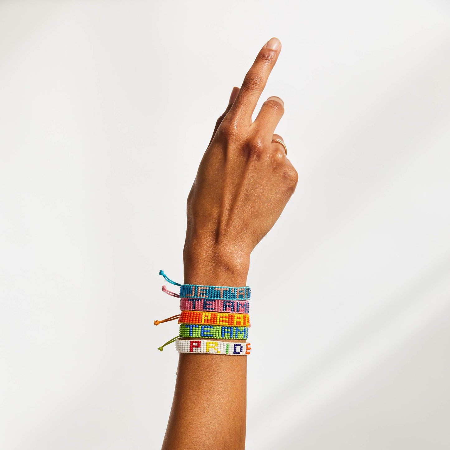 FINAL SALE: Woven PRIDE  Bracelet - White/Rainbow