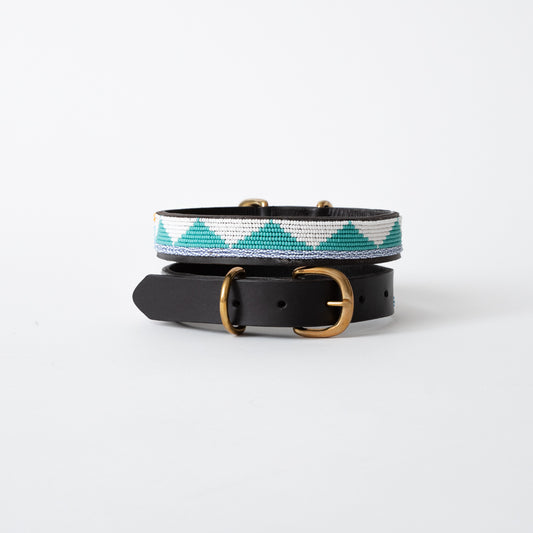 Triangle Dog Collar - Teal/White