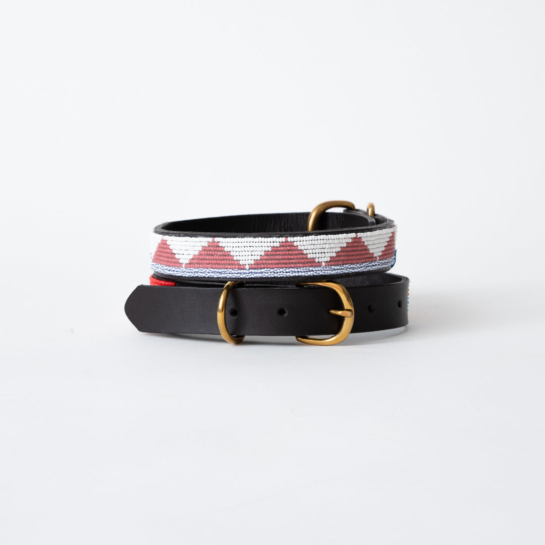 Triangle Dog Collar - Pink/White