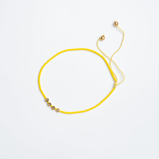 FINAL SALE: Choker with Round Brass LOVE Beads - Marigold