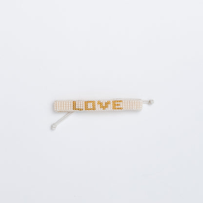 Woven LOVE Bracelet - Pearl/Gold