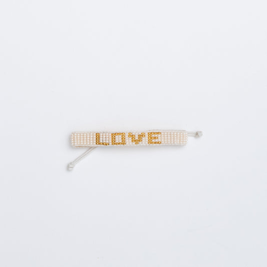 Woven LOVE Bracelet - Pearl/Gold