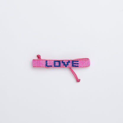 FINAL SALE: Woven LOVE Bracelet - Pink/Navy