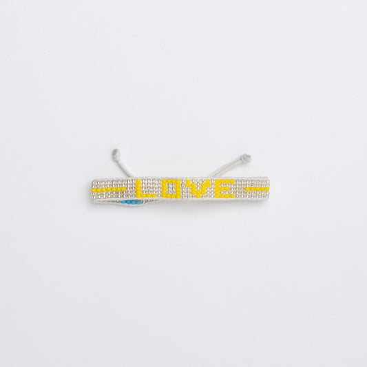 FINAL SALE: Woven LOVE Bracelet - Silver/Yellow