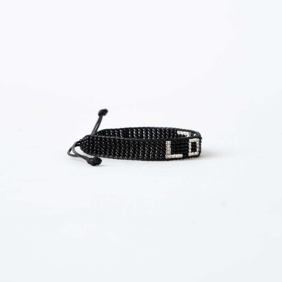 Woven LOVE Bracelet - Black/Silver