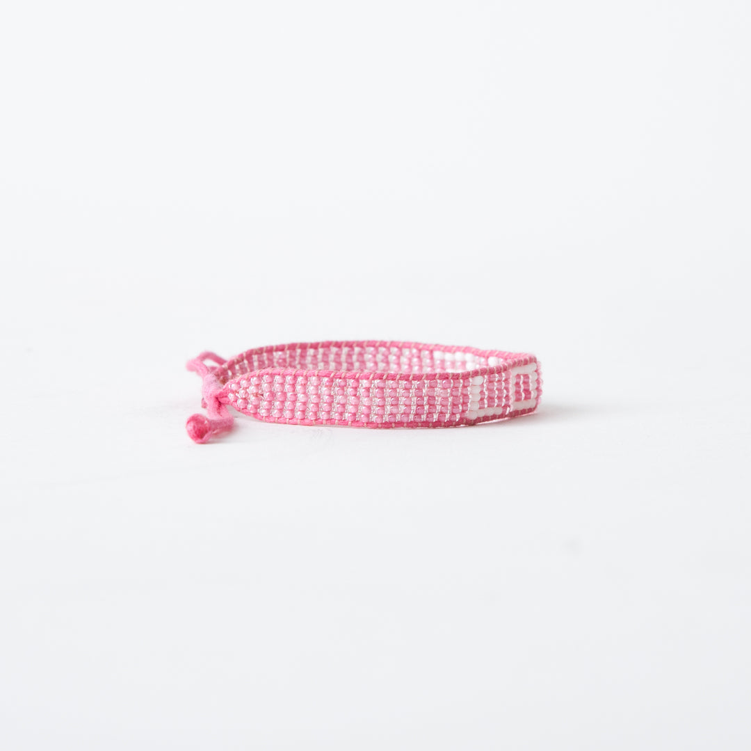 Woven LOVE Bracelet - Pink/White