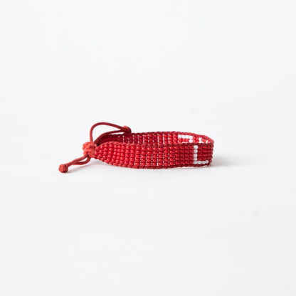 Woven LOVE Bracelet - Red/White