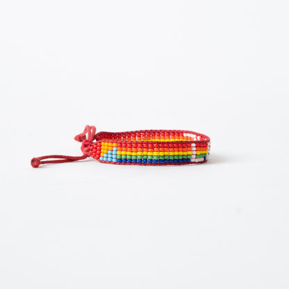 Woven LOVE Bracelet - Rainbow/White