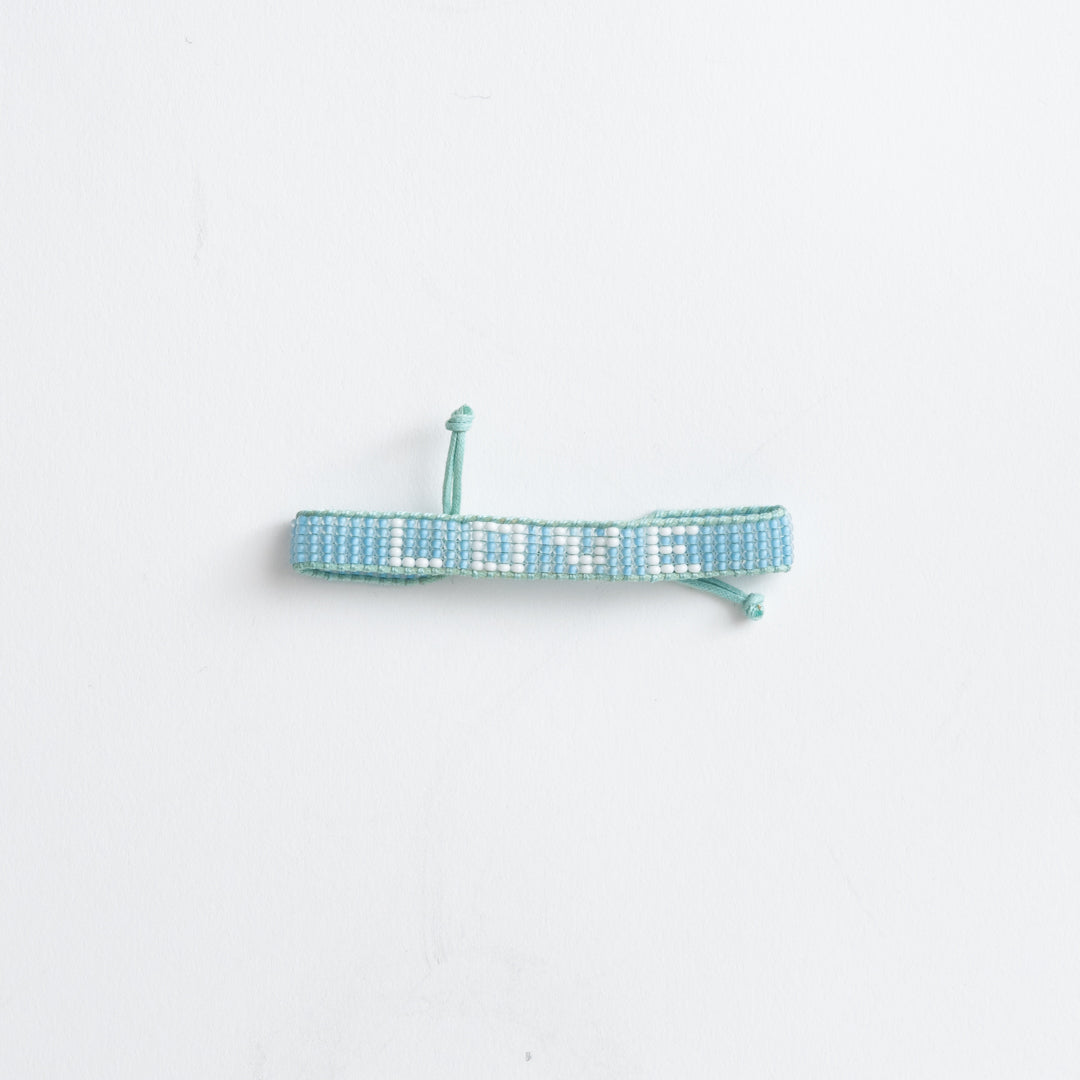 Woven LOVE Bracelet - Blue/White