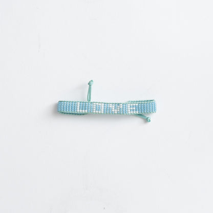 Woven LOVE Bracelet - Blue/White