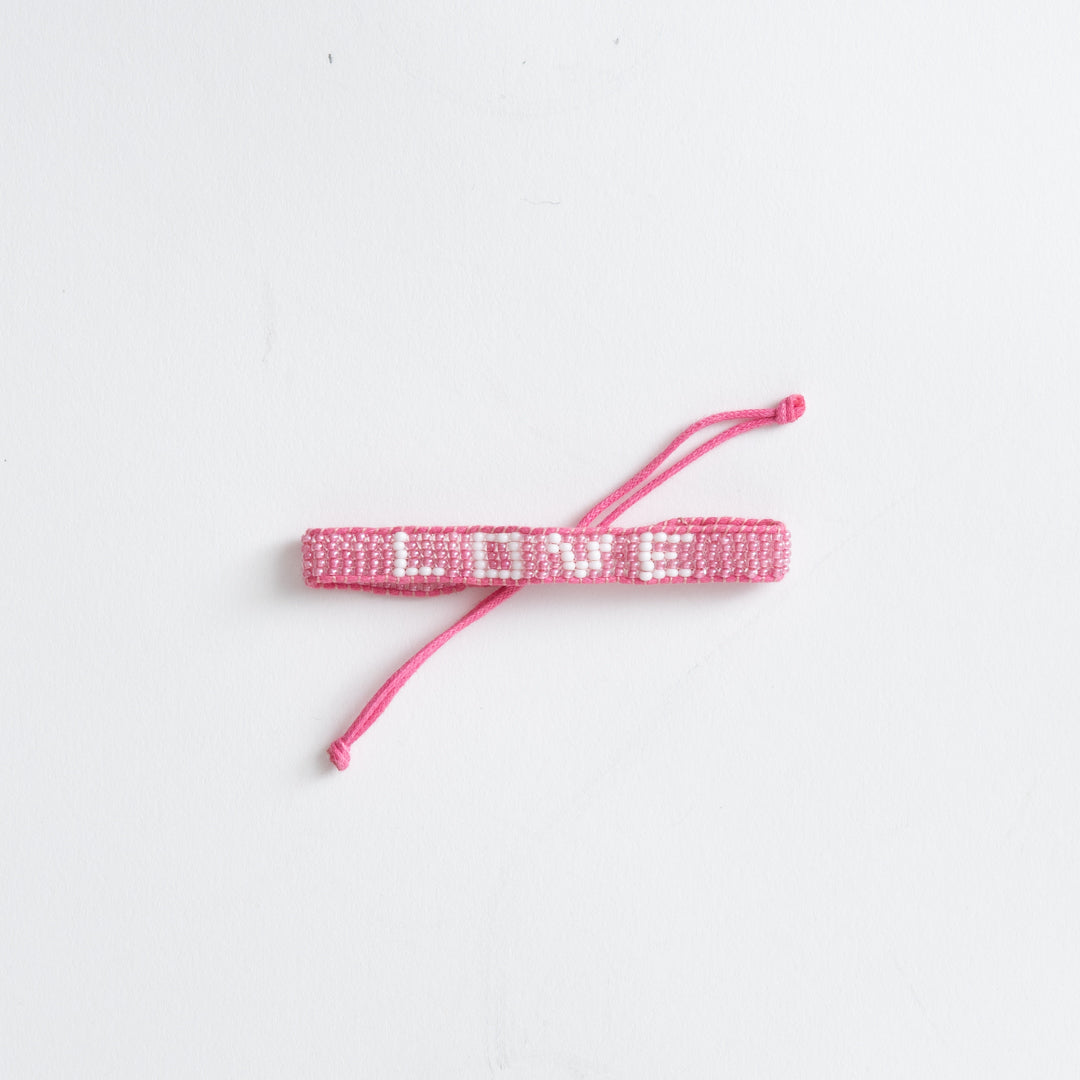 Woven LOVE Bracelet - Pink/White