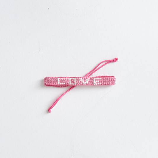 Woven LOVE Bracelet - Pink/White