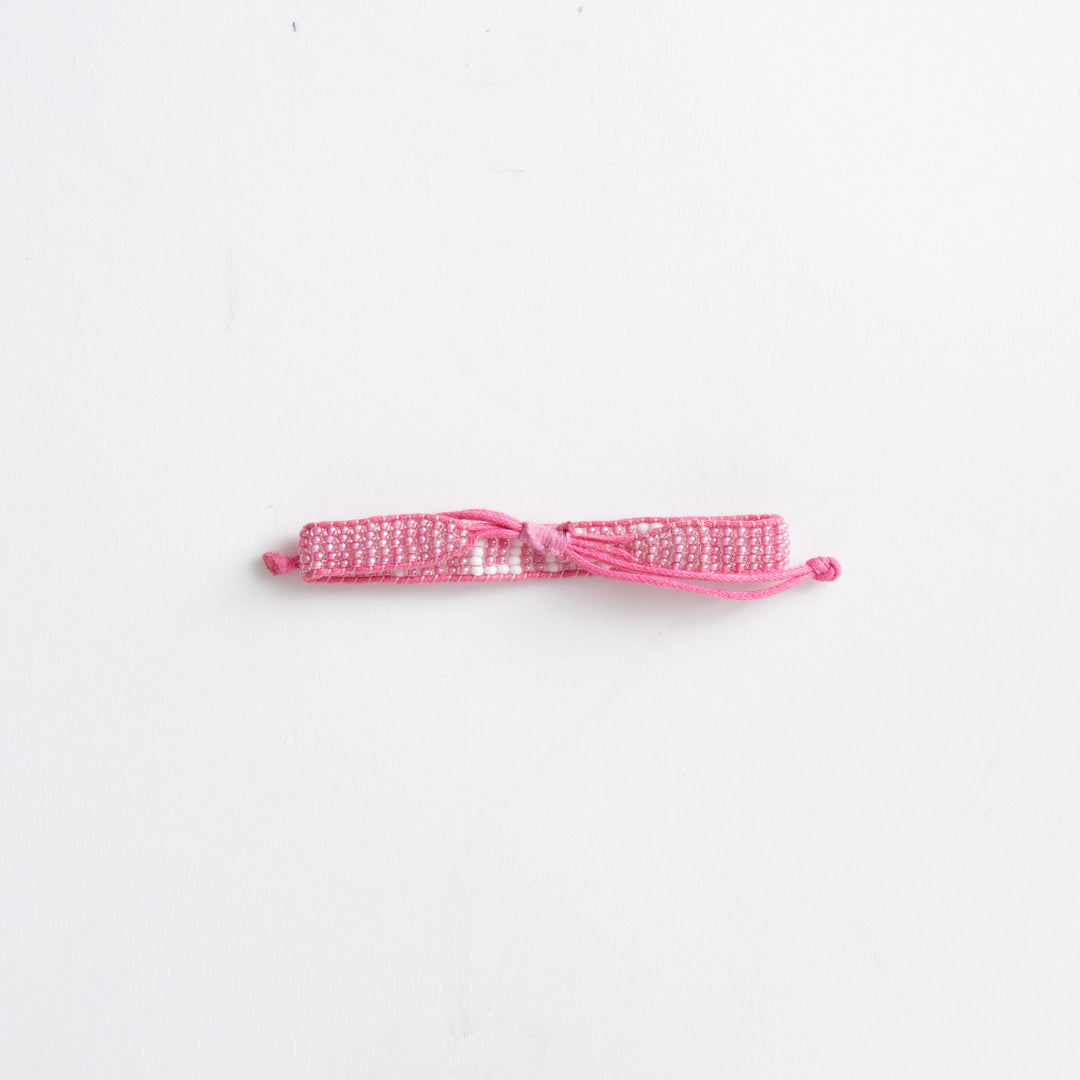 Woven LOVE Bracelet - Pink/White