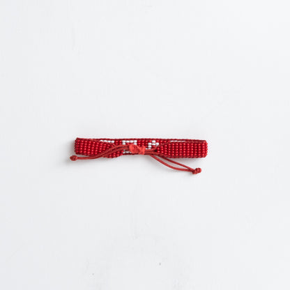 Woven LOVE Bracelet - Red/White