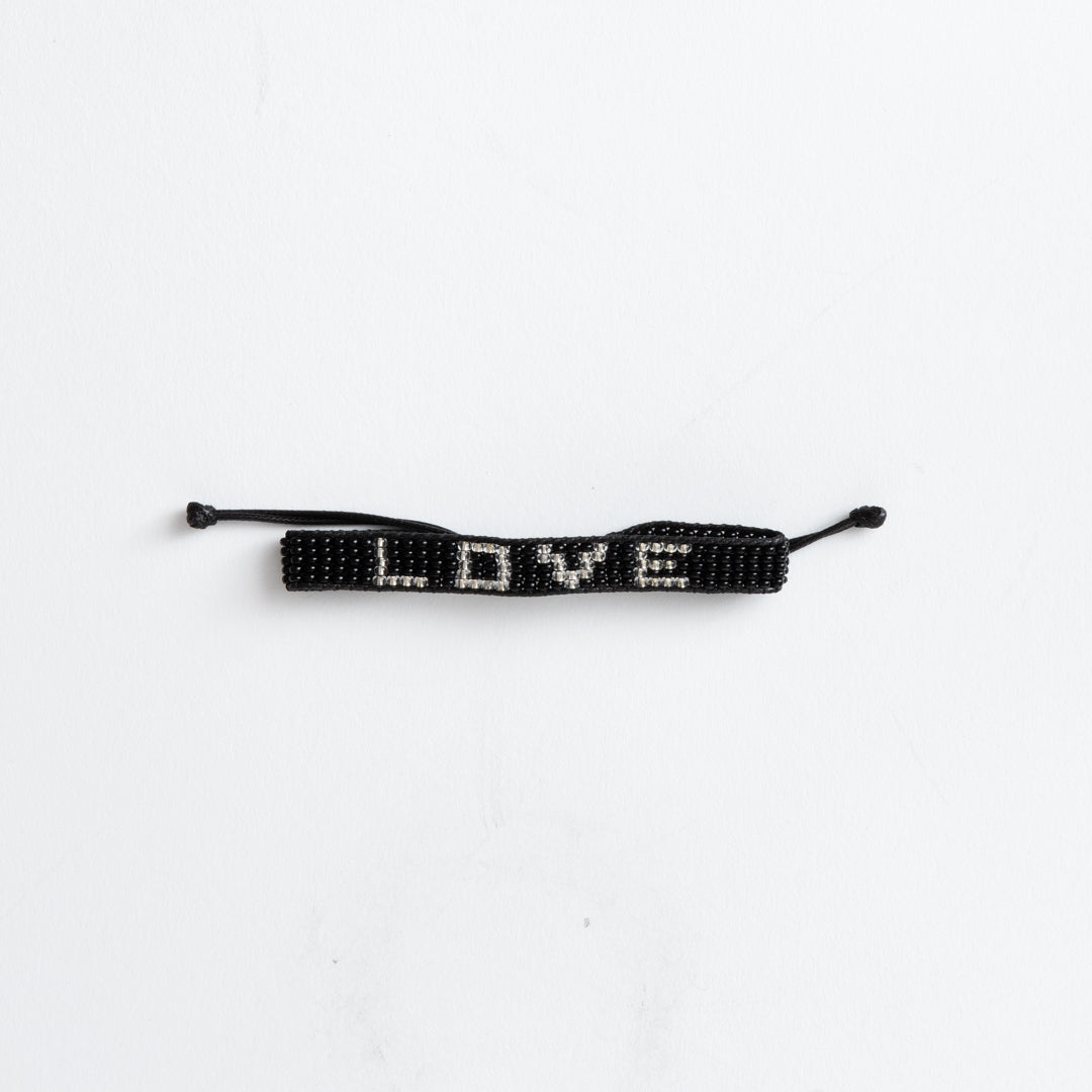 Woven LOVE Bracelet - Black/Silver