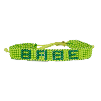 FINAL SALE: Woven BABE Bracelet - Light Green/Green