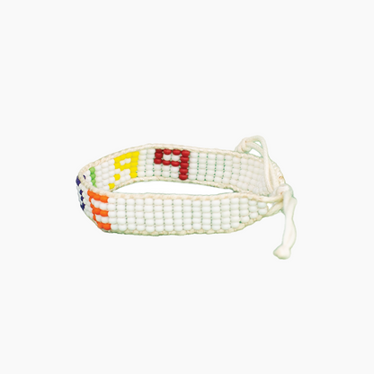 FINAL SALE: Woven PRIDE  Bracelet - White/Rainbow