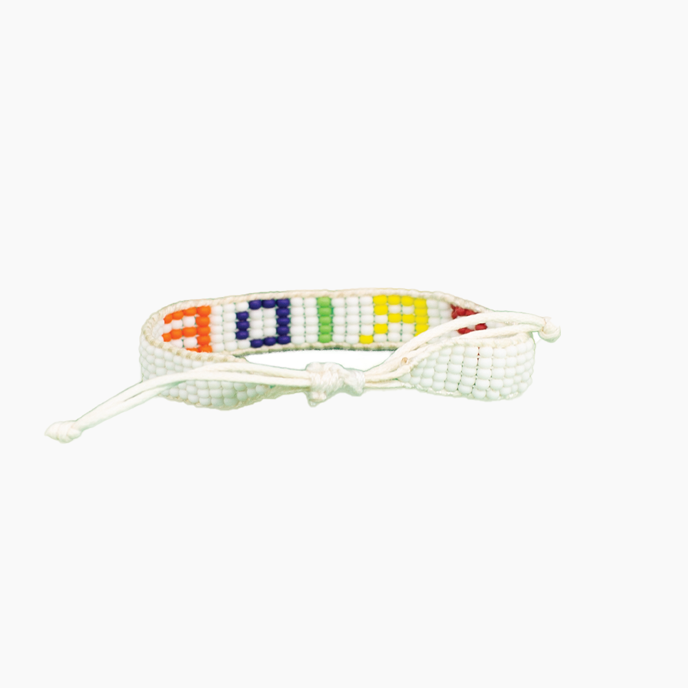 FINAL SALE: Woven PRIDE  Bracelet - White/Rainbow