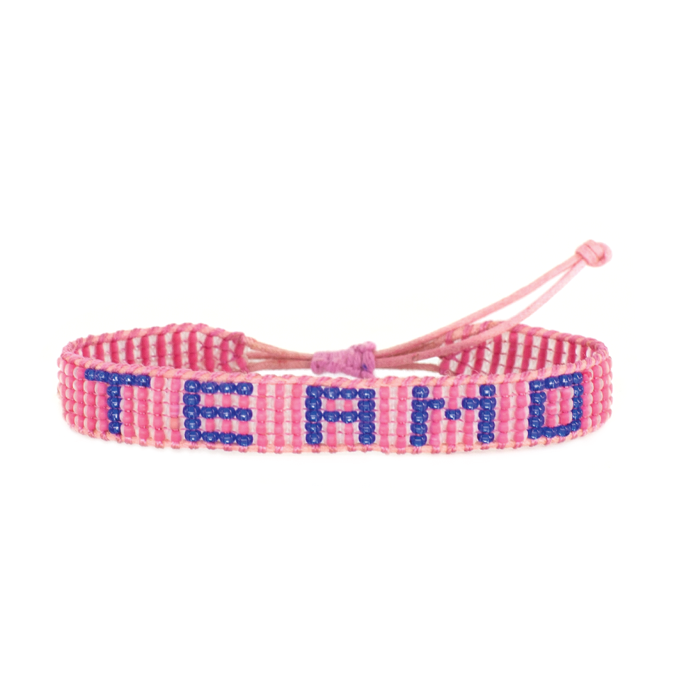 FINAL SALE: Woven TE AMO Bracelet - Pink/Sapphire