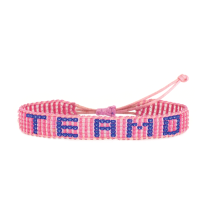 FINAL SALE: Woven TE AMO Bracelet - Pink/Sapphire