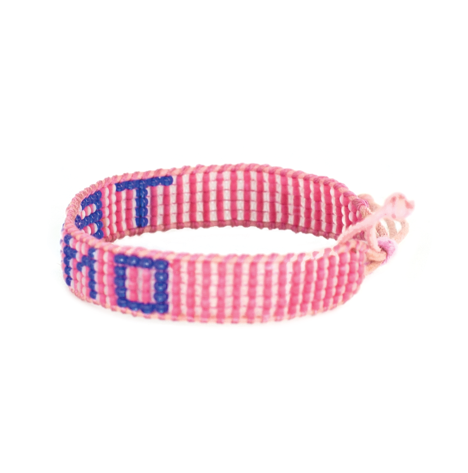 FINAL SALE: Woven TE AMO Bracelet - Pink/Sapphire