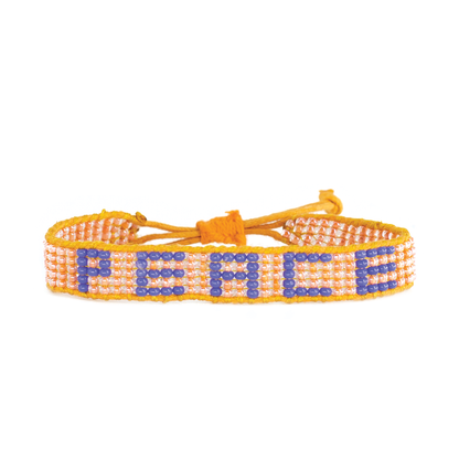 FINAL SALE: Woven PEACE Bracelet - Pearl Peach/Blue