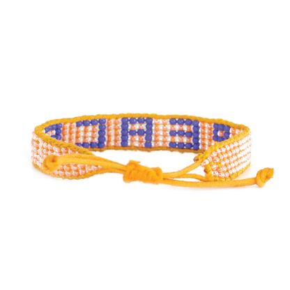 FINAL SALE: Woven PEACE Bracelet - Pearl Peach/Blue