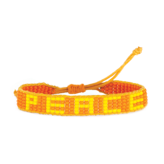 FINAL SALE: Woven PEACE Bracelet - Orange/Yellow