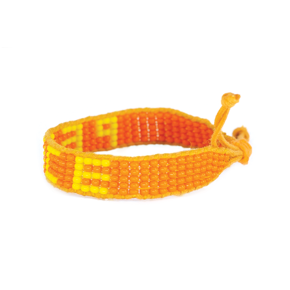 FINAL SALE: Woven PEACE Bracelet - Orange/Yellow