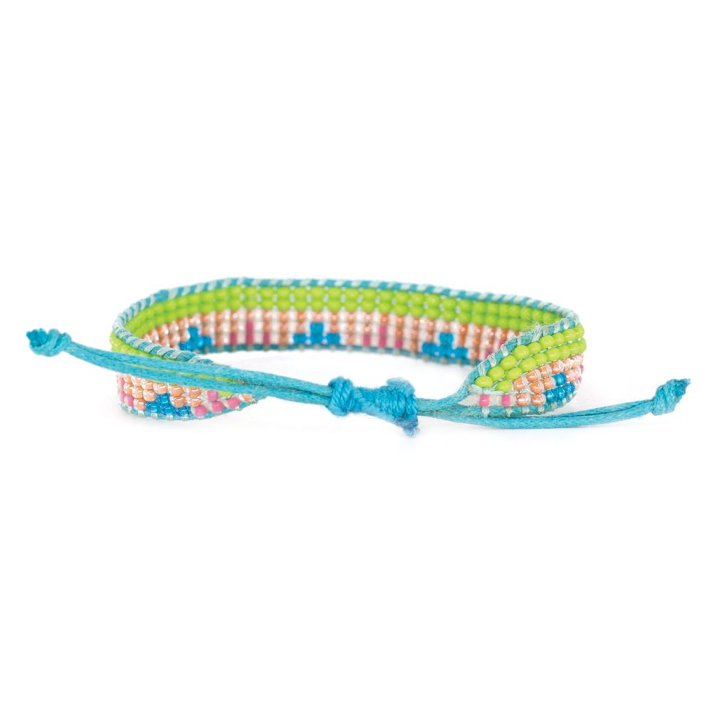 FINAL SALE: Woven Triangle Bracelet - Lime/Turquoise